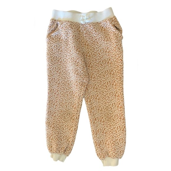 JANIE AND JACK Brown + White Animal Print Jacquard Girl's Jogger Pants Size 8 - Picture 2 of 8